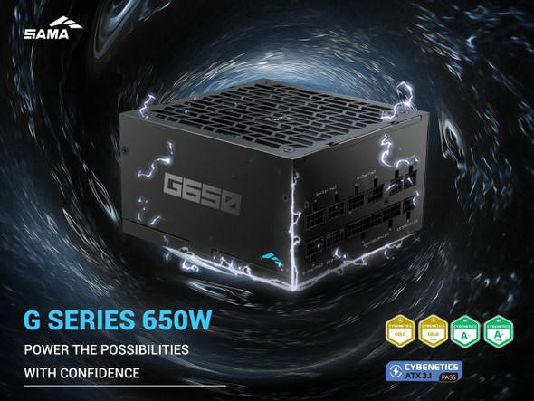 SAMA G650W ATX 3.1 Power Supply, 80+ Gold Efficiency, PCIE 5.1 Ready, Full