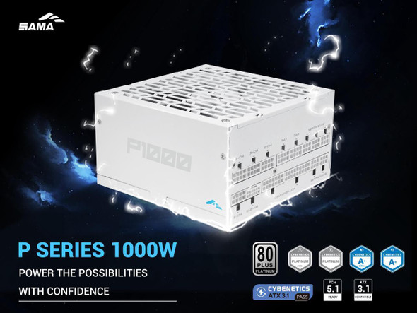 SAMA P1000W ATX 3.1 Power Supply, 1000W 80 PLUS & Cybenetics Platinum