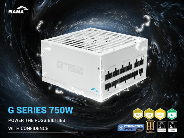 SAMA G750W ATX 3.1 Power Supply, 80+ Gold Efficiency, PCIE 5.1 Ready, Full