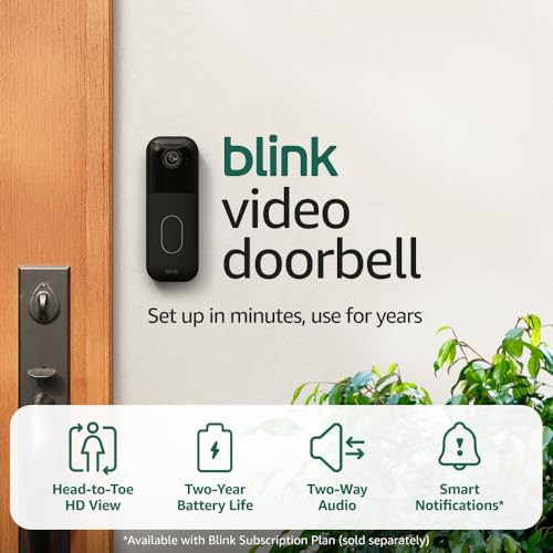 Blink Video Doorbell (newest model) – Head-to-toe HD view, two-year battery life