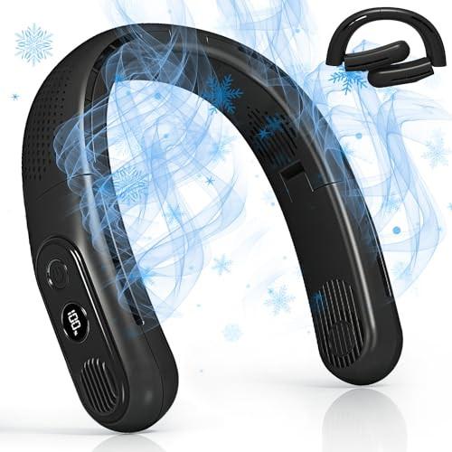 OLV RECHARGEABLE 4 TURBO 6000MAH PORTABLE NECK FAN - 360 AIRFLOW - BLACK