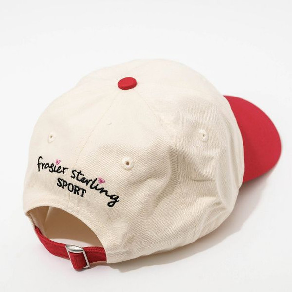 FRASIER STERLING ADJUSTABLE WOVEN GOLF CART HAT - CREAM/RED