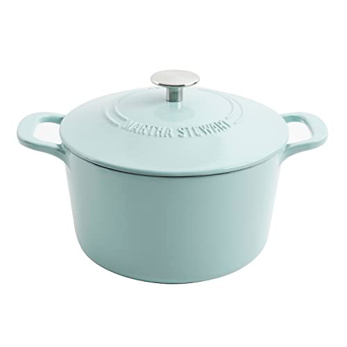 MARTHA STEWART GATWICK 7 QT ENAMEL CAST IRON DUTCH OVEN POT W LID - MARTHA BLUE