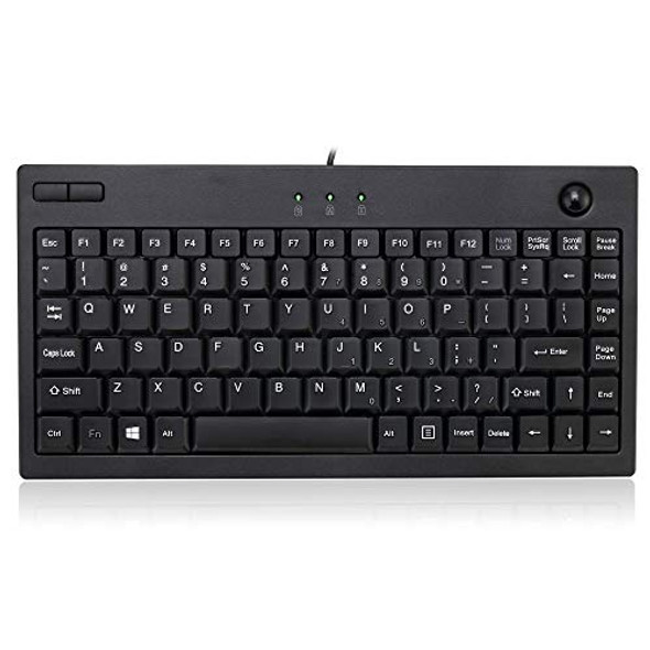ADESSO AKB-310UB WIRED USB MINI TRACKBALL USB KEYBOARD 87-KEY US LAYOUT - BLACK