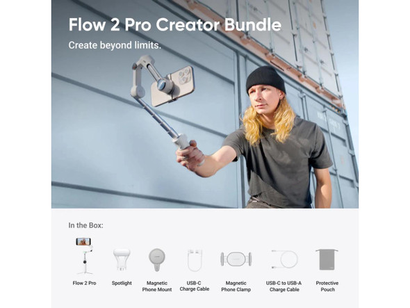 Insta360 Flow 2, Pro Creator Bundle, Summit White