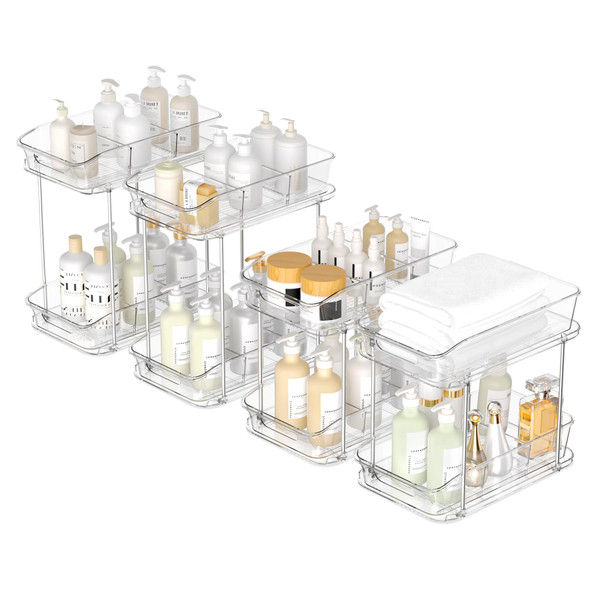 2 Tier Pull-Out Storage Organizer for Bathroom and Kitchen
