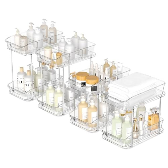 2 Tier Pull-Out Storage Organizer for Bathroom and Kitchen