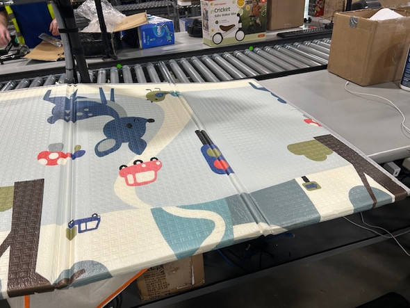 YOOVEE FOLDABLE BABY PLAY MAT 70" BY 73" DEER, TREES, TRAFFIC LIGHTS - MULTI