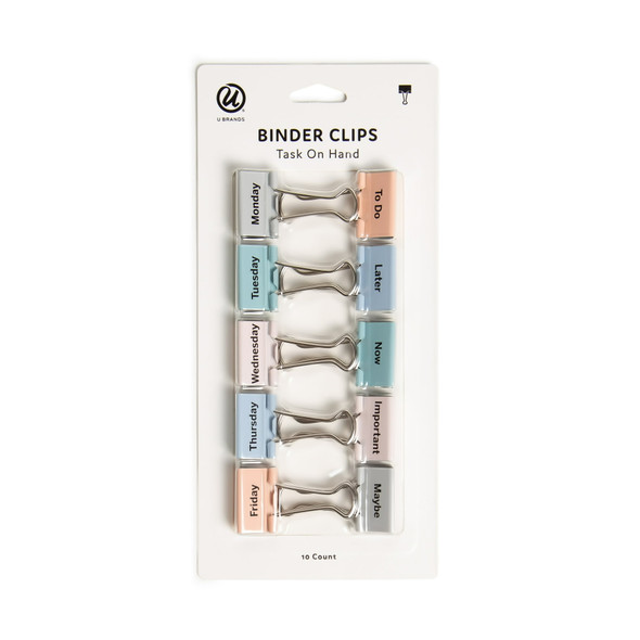 U BRANDS TASK ON HAND BINDER CLIPS, 32MM, ASSORTED, 10 PIECE COUNT - ASSORTED New