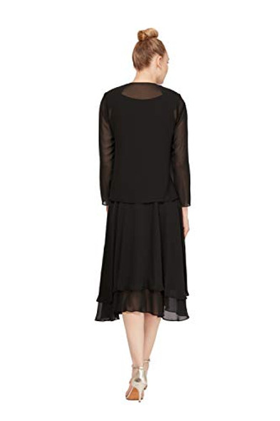 116184 S.L. Fashions Women's Mother of The Bride Dress with Embellished Neckline New