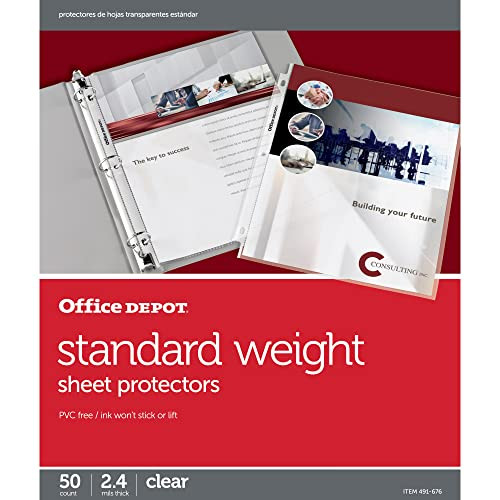 OFFICE DEPOT STANDARD WEIGHT SHEET PROTECTORS 8 1/2IN. X 11IN. CLEAR 491-676 New