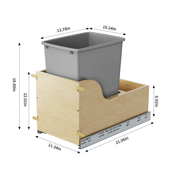 HOMLUX WOOD PULL OUT WASTE CONTAINER WITH SOFT CLOSE - WOOD