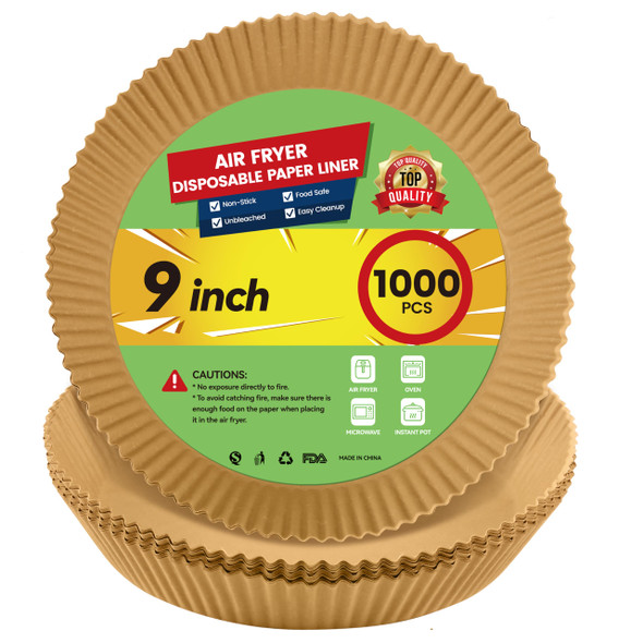 Upgraded Air Fryer Disposable Paper Liners - 1000 Pcs Thickened Deeper 9" New