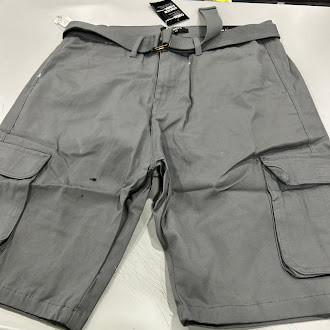 BLU ROCK NWT BLU ROCK MEN'S SMOKE CARGO BELTED BERMUDA SHORT - SIZE: 34 - GRAY New