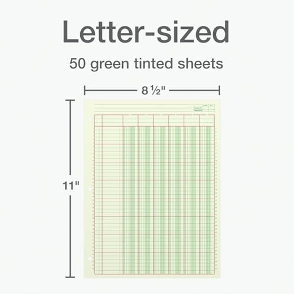ADAMS ANALYSIS PAD, 8 1/2" X 11", 100 PAGES (50 SHEETS), 6 COLUMNS, GREEN New