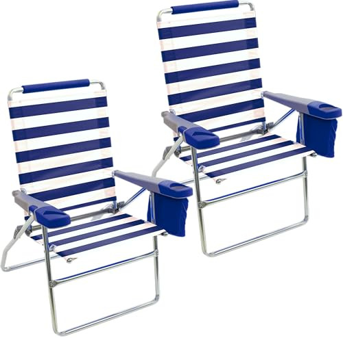 RIO BRANDS RIO BEACH 2-PACK 17" EXTENDED HEIGHT 4-POSITION FOLDING BRIGHT BLUE