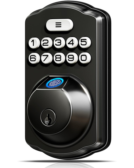 VEISE FINGERPRINT DOOR LOCK, KEYLESS ENTRY, ELECTRONIC, KS02A - MATTE BLACK
