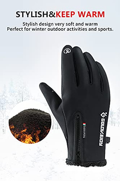 GOLOVEJOY WINTER GLOVES WATERPROOF WINDPROOF ANTI-SLIP GLOVES MEN'S BLACK L