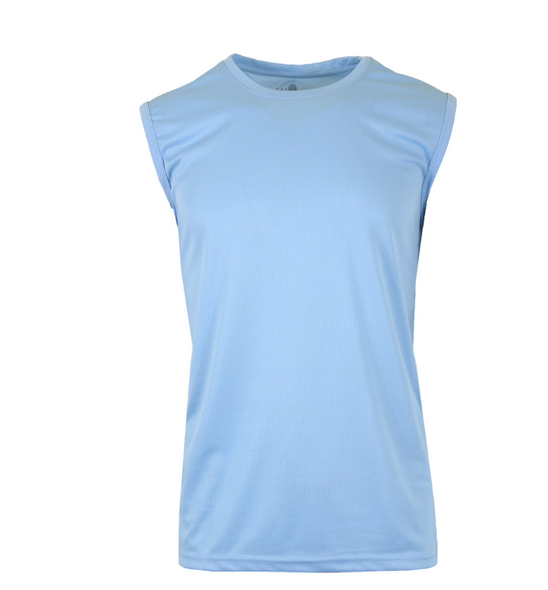 GALAXY MEN'S PERFORMANCE MOISTURE WICKING ACTIVE MUSCLE TEE SIZE: M - LIGHT BLUE New
