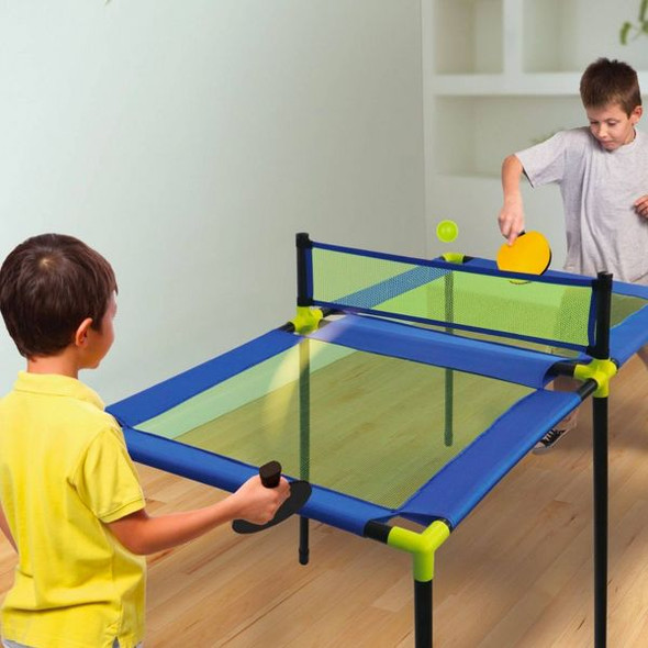 ANYWHERE SPORTS THIN AIR TRAMPOLINE PONG & TABLE TENNIS - 29PC - YELLOW/BLUE