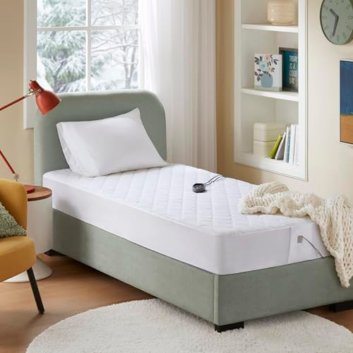 BEAUTYREST COTTON BLEND HEATED MATTRESS PAD SECURE COMFORT TECHNOLOGY - WHITE New