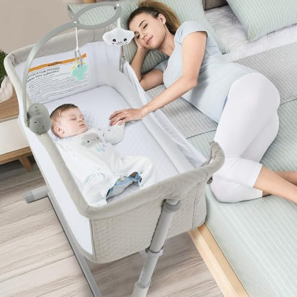 RONBEI BABY BASSINET BEDSIDE SLEEPER CRIBS BABY BED TO BED BEDSIDE - GRAY