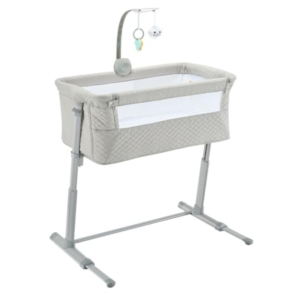 RONBEI BABY BASSINET BEDSIDE SLEEPER CRIBS BABY BED TO BED BEDSIDE - GRAY
