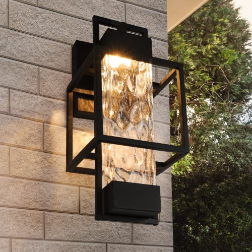 PARTPHONER MODERN OUTDOOR LIGHT FIXTURE DUSK TO DAWN LIGHTING 15"H - BLACK