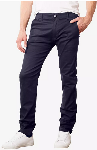 GALAXY BY HARVIC MEN'S SUPER STRETCH SLIM FIT CHINO PANTS - NAVY - 36X32