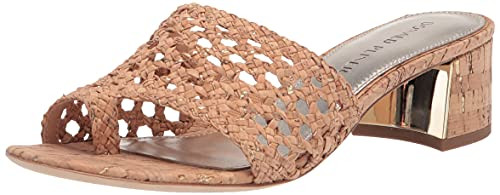 Donald Pliner Women's MELROS Sandal 2" Block Heel Open Toe Shoes Sparkle Cork