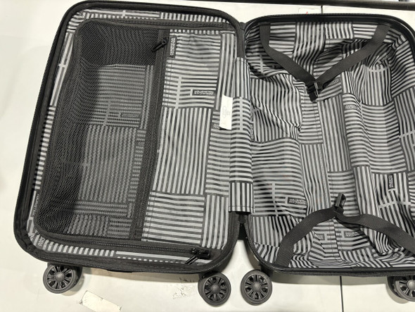 AMERICAN TOURISTER CHECKERED POLYCARBONATE CARRY ON SPINNER - BLACK/GRAY