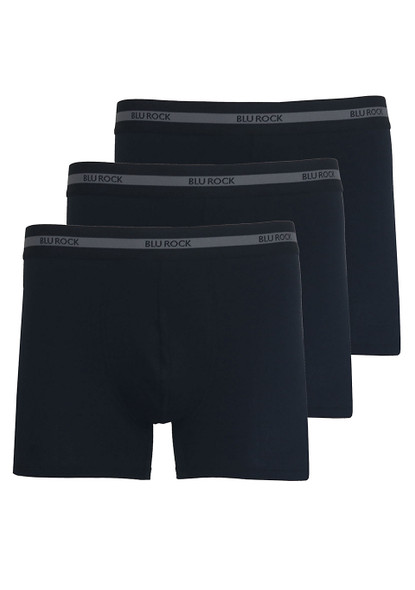 BLU ROCK MEN'S COTTON FLEX STRETCH BOXER BRIEFS-3 PACK - SIZE: MEN L - BLACK