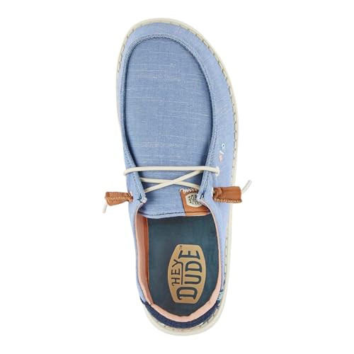 40729  HEY DUDE WENDY CHAMBRAY BOHO SLIP ON CASUAL SHOES WOMEN 6 BLUE