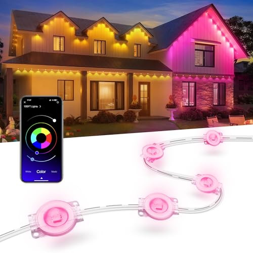 NEXILLUMI 100FT SMART RGB LED LIGHTS OUTSIDE 16 MILLION DIY COLORS - MULTICOLOR