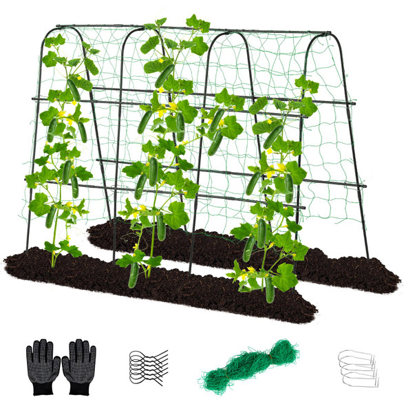 LALAHONI GARDEN TRELLIS FOR CLIMBING PLANTS OUTDOOR，BLACK H 48" x L 65" - BLACK