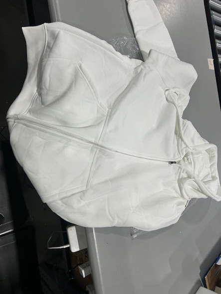 GENERIC LARGE WHITE HOODIE JACKET - SIZE: MEN L WOMEN L - WHITE