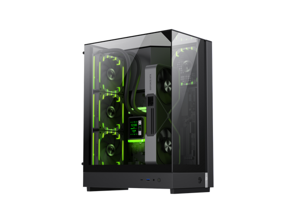 GAMEMAX T20 BK Black case. Three-sided tempered glass offers a full,
