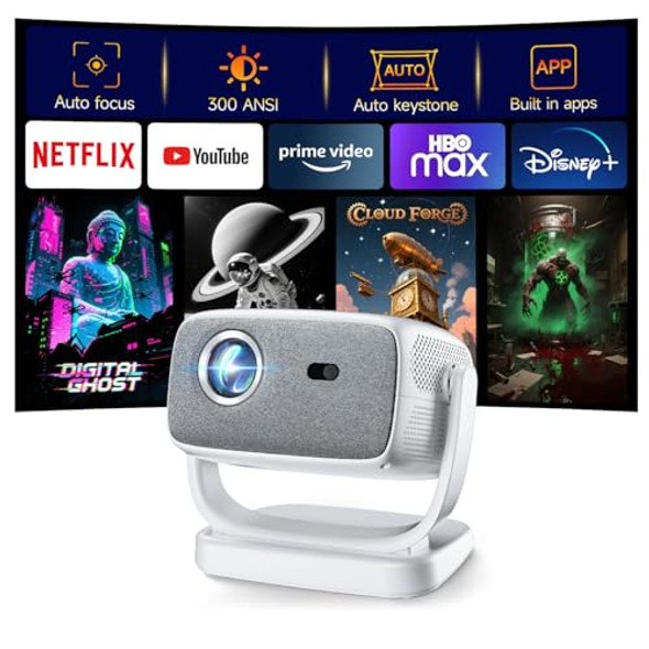 HUANLETOU PORTABLE 1080P PROJECTOR 4K 180° STAND AUTO KEYSTONE A18 - WHITE