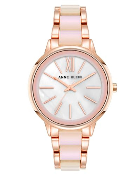ANNE KLEIN WOMEN'S RESIN BRACELET WATCH ROSE GOLD/Rose Gold/Iridescent
