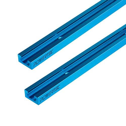 POWERTEC 36 INCH DOUBLE-CUT PROFILE UNIVERSAL T-TRACK WITH PREDRILLED - BLUE New