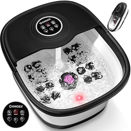 KNQZE COLLAPSIBLE FOOT SPA BATH WITH HEAT REMOTE CONTROL TIMER - BLACK/WHITE