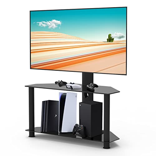 HCCK&CLLASSP H&C TV FLOOR STAND, BLACK TEMPERED GLASS FS03 - BLACK