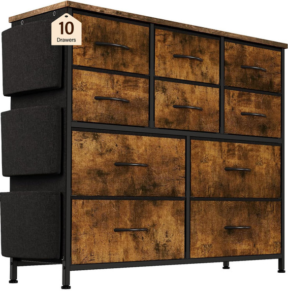 WARMTOBABY FABRIC DRESSER FOR BEDROOM - RUSTIC BROWN