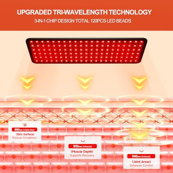 MORFONE RED LIGHT THERAPY FOR BODY & FACE INFRARED LIGHT THERAPY LAMP BLACK