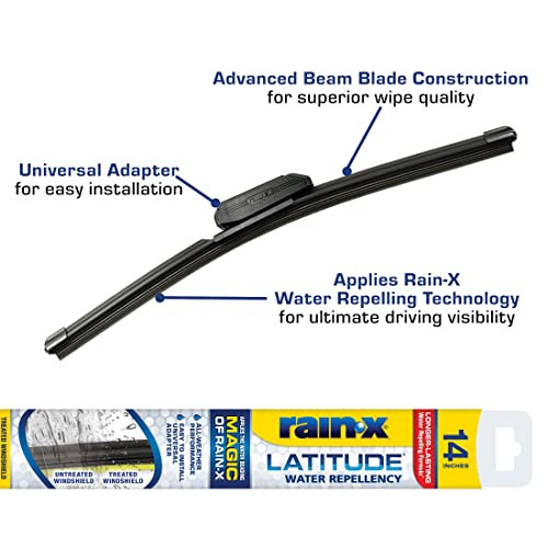 RAIN-X 5079272-2 LATITUDE 2-IN-1 WATER REPELLENT WIPER BLADES 14" - BLACK