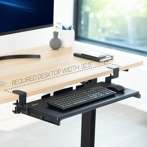 VIVO Large Keyboard Tray Under Desk Pull Out with Extra Sturdy Clamp - BLACK