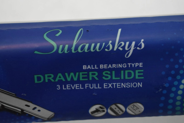 SULAWSKYS BALL BEARING TYPE DRAWER SLIDE 3 LEVEL FULL EXTENSION (22 INCH) BLACK