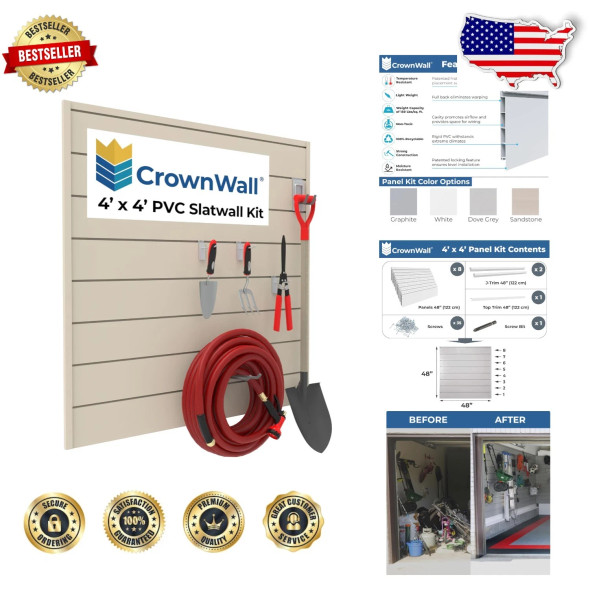 SLATWALL CUSTOMIZABLE SLATWALL STORAGE PANELS - 4FT X 4FT - BEIGE