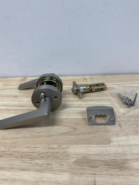 SURE-LOC BASEL PRIVACY DOOR LEVER SET WITH ROUND ROSE - SATIN NICKEL