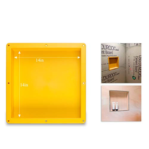 UNI-GREEN TILE SHOWER NICHE RECESSED SQUARE DIMENSION 14" × 14" × 4D - YELLOW New